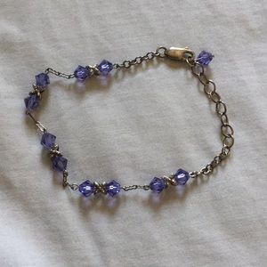 Purple and Silver Flower Bracelet